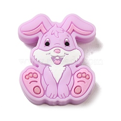 Silicone Beads, Rabbit, Plum, 28.5x24x9mm, Hole: 2.5mm(SIL-Z010-02C)