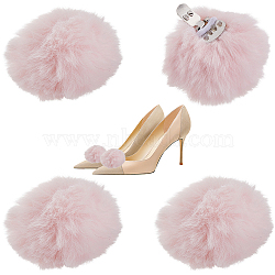 4Pcs Artificial Wool Pompom Ball Shoe Buckle Clips, Detachable Shoe Decoration, Pink, 40mm(HJEW-WH00199)