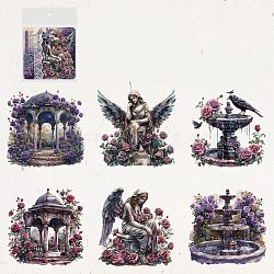 12Pcs 6 styles Waterproof PET Stickers Set, Decorative Stickers, The Gothic Park Series, Purple, 68~70x68~70x0.1mm, , 2pc/style(DIY-M002-04C)