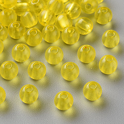 Transparent Acrylic Beads, Round, Yellow, 6x5mm, Hole: 1.8mm, about 4400pcs/500g(MACR-S370-A6mm-717)