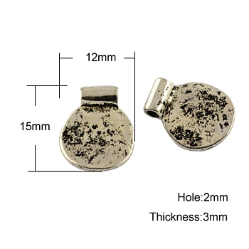 Tibetan Style Alloy Charms Pendants, Cadmium Free & Lead Free, Flat Round, Antique Silver, 15x12x3mm, Hole: 2mm