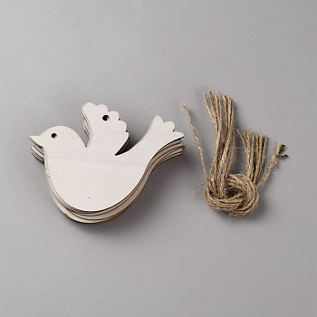 Unfinished Wood Pendant Decorations, Kids Painting Supplies, Wall Decorations, with Hemp Rope, Snow, 7x9.45x0.2cm, Hole: 4mm