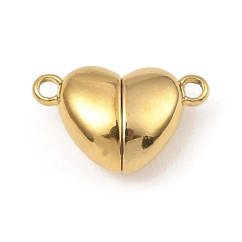 304 Stainless Steel Magnetic Clasps, Heart, Golden, 10.5x17x6.5mm, Hole: 1.5mm
