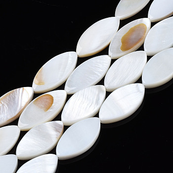 Natural Freshwater Shell Beads Strands, Horse Eye, Seashell Color, 17x8x2.5mm, Hole: 0.7mm, about 21pcs/strand, 15.08''(38.3cm)