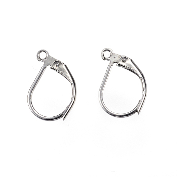 304 Stainless Steel Leverback Earring Findings, with Loop, Stainless Steel Color, 15.5x10x2mm, Hole: 1.2mm, Pin: 1x0.8mm