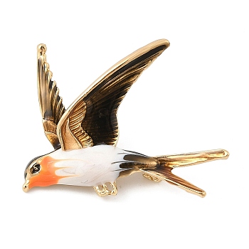 Bird Enamel Pins, Zinc Alloy Brooches for Backpack Clothes, Coffee, 41x52mm