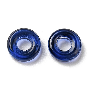Transparent Glass European Beads, Large Hole Beads, Donut, Midnight Blue, 10x3mm, Hole: 3.0~4.3mm