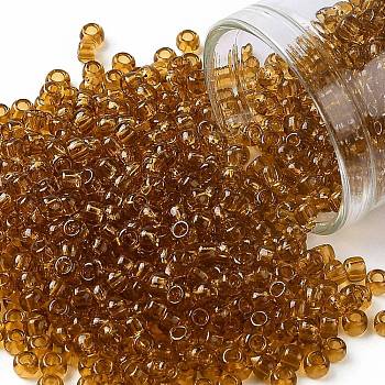 TOHO Round Seed Beads, Japanese Seed Beads, (2C) Transparent Topaz, 8/0, 3mm, Hole: 1mm, about 222pcs/bottle, 10g/bottle