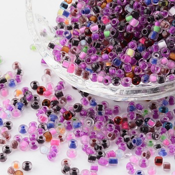 Round Glass Seed Beads, Round Hole, Inside Colors, Mixed Color, 8/0, 3mm, Hole: 0.8mm, about 10000pcs/bag