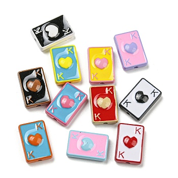 Alloy Enamel Beads, Lead Free & Cadmium Free, Playing Card, Ace of Hearts, Mixed Color, 15x10x4.5mm, Hole: 1.6mm
