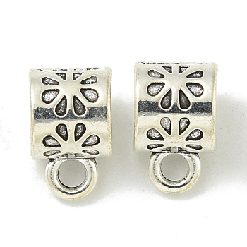 Tibetan Style Alloy Tube Bails, Lead Free & Cadmium Free, Antique Silver, 10.5x7x6.5mm, Hole: 2mm and 4.5mm, about 1250pcs/1000g