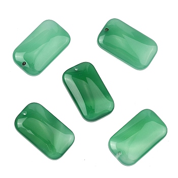 Natural Green Onyx Agate Pendants, Dyed & Heated, Rectangle Charms, 23.5x14x6.5mm, Hole: 1.1mm