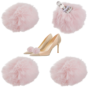 4Pcs Artificial Wool Pompom Ball Shoe Buckle Clips, Detachable Shoe Decoration, Pink, 40mm
