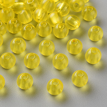 Transparent Acrylic Beads, Round, Yellow, 6x5mm, Hole: 1.8mm, about 4400pcs/500g