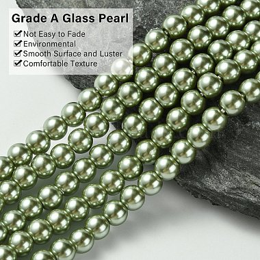 Eco-Friendly Dyed Glass Pearl Bead Strands(HY-A008-6mm-RB115)-3