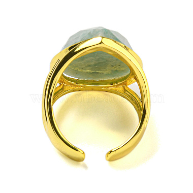 Teardrop Natural Amazonite Open Cuff Rings(RJEW-C087-01G-02)-3