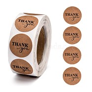 DIY Scrapbook, 1 Inch Thank You Stickers, Decorative Adhesive Tapes, Flat Round with Word Thank You, BurlyWood, 25mm, about 500pcs/roll(DIY-L028-A26)