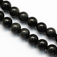Natural Obsidian Round Beads Strands, Obsidian, 6.5mm, Hole: 1mm, about 63pcs/strand, 15.5 inch(G-S156-6mm)
