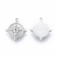 304 Stainless Steel Pendant Rhinestone Settings, Flat Round with Star, Stainless Steel Color, Fit for 1mm & 1.4mm Rhinestone, 17x15x2.5mm, Hole: 1mm(STAS-N097-250P)