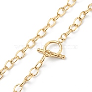 Vacuum Plating 304 Stainless Steel Cable Chain Necklaces, with Toggle Clasps, Golden, 17.99 inch(45.7cm), 6mm(NJEW-I248-21G)