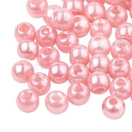 ABS Plastic Beads, Imitation Pearl, Round, Pink, 8x7.5mm, Hole: 1.5mm, about 760pcs/200g(OACR-SZ0001-19B-03)