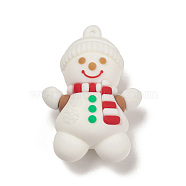 PVC Plastic Christmas Style Big Pendants, Snowman, 53x37x20.5mm, Hole: 3mm(PVC-O001-02G)