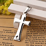 304 Stainless Steel Pendants, Latin Cross, Stainless Steel Color, 27.5x16x3mm, Hole: 3.5mm(STAS-F143-10P)