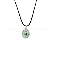 Teardrop Glass Pendant Necklaces with Cords, Aquamarine, 19.69 inch(50cm)(NZ2302-3)