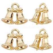 20Pcs Brass Charms, Nickel Free,  Christmas Bell, Real 18K Gold Plated, 11x12.5x5.5mm, Hole: 1.6mm(KK-BBC0005-32)