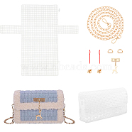 DIY Crochet Bag Making Kits, Including Plastic Mesh Canvas Sheets, Needles, Alloy Clasp and Crossbody Chain, Light Gold(DIY-WH0386-57)