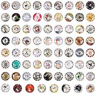 Printed Picture Glass Cabochons, Half Round/Dome, Clock Series, Mixed Color, 24.5~25x6~7mm(GGLA-PH0005-25mm-003)