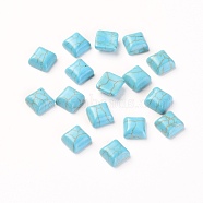 Synthetic Turquoise Cabochons, Dyed, Square, Deep Sky Blue, 8x8x4mm(TURQ-L031-040)