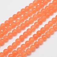 Natural & Dyed Malaysia Jade Bead Strands, Round, Light Salmon, 8mm, Hole: 1.0mm, about 48pcs/strand, 15 inch(G-A146-8mm-A05)