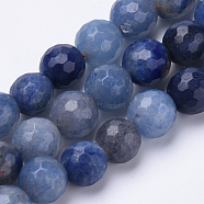 Dyed Natural Blue Aventurine Beads Strands, Faceted, Round, 8mm, Hole: 1.2mm, about 45pcs/strand, 15.3 inch(G-S281-11-8mm)