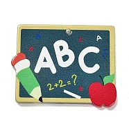 Teachers' Day Resin Pendants, Graduation Theme Blackboard Charms, Rectangle, 30x37.5x2mm, Hole: 1.6mm(RESI-M037-04C)