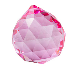 K9 Glass Pendants, Teardrop, Hot Pink, 30mm(HJEW-PW0006-01B)