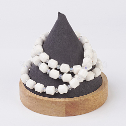 Wood Necklace Displays, with Faux Suede, Cone Shaped Display Stands, Gray, 8.7x9.3cm(NDIS-E020-05B)