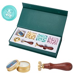 DIY Scrapbook, Brass Wax Seal Stamp, Wood Handle and Wax Sets, Mixed Color, Box: 112x250x35mm(DIY-WH0203-19A-07)
