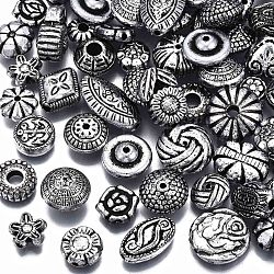 CCB Plastic Beads, for DIY Jewelry Making, Mixed Shapes, Antique Silver, 7.5~19x7.5~14x3~8mm, Hole: 1.2~3.5mm(CCB-N003-94AS)