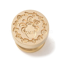 Golden Plated Round Shaped Wax Seal Brass Stamp Head, for Wax Seal Stamp, Constellation, Aquarius, 15x14mm, Hole: 7mm(STAM-K002-01G-01)