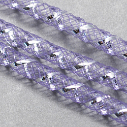 Mesh Tubing, Plastic Net Thread Cord, with Silver Vein, Medium Purple, 4mm, 50 yards/Bundle(PNT-Q001-4mm-03)