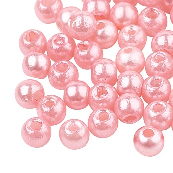 ABS Plastic Beads, Imitation Pearl, Round, Pink, 8x7.5mm, Hole: 1.5mm, about 760pcs/200g