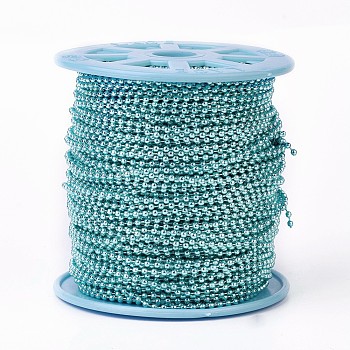 Iron Ball Chains, Soldered, with Spool, Electrophoresis, Turquoise, 2.4mm, about 100yards/roll(91.44m/roll)
