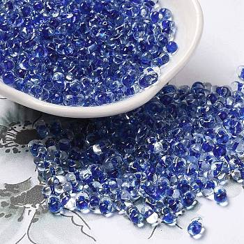 Glass Seed Beads, Peanut, Royal Blue, 5.5~6x3~3.5x3mm, Hole: 1~1.2mm