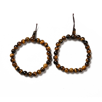 Natural Tiger Eye Gourd Beaded Stretch Bracelet for Women, Inner Diameter: 2-1/4 inch(5.7cm)