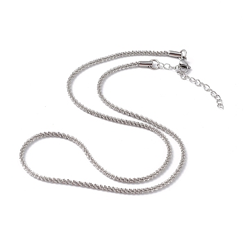 304 Stainless Steel Bone Rope Chain Necklace for Women, Stainless Steel Color, 18.15 inch(46.1cm), Wide: 2.3mm