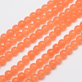 Natural & Dyed Malaysia Jade Bead Strands, Round, Light Salmon, 8mm, Hole: 1.0mm, about 48pcs/strand, 15 inch
