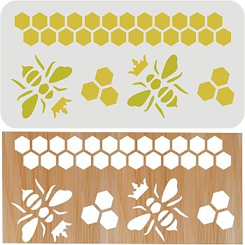 Plastic Painting Stencils Sets, Reusable Drawing Stencils, for Painting on Scrapbook Fabric Tiles Floor Furniture Wood, White, Bees Pattern, 30x15cm