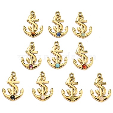 Real 24K Gold Plated Anchor & Helm Mixed Stone Pendants