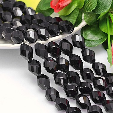 13mm Black Polygon Glass Beads